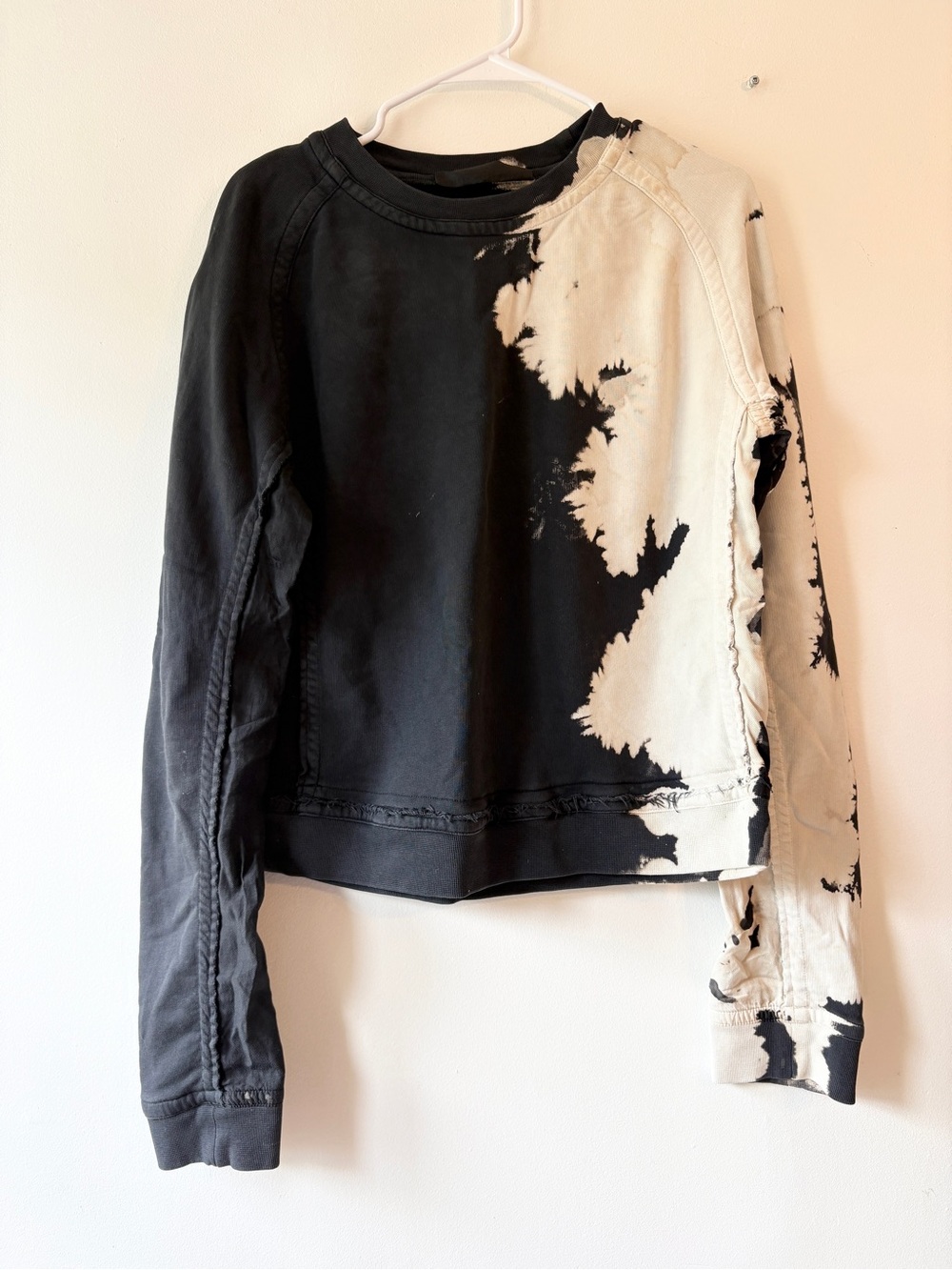 Haider Ackermann Sweatshirt Black & Cream Tie Dye Distressed Designer Size S - Picture 2 of 9